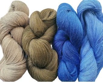 Linen yarn brown blue green 400 gr 1 ply