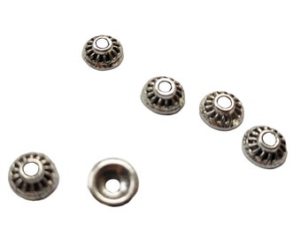 6 Sterling Silver color bead caps for jewelry making 7mm Sterling Silver color flower bead caps flower caps