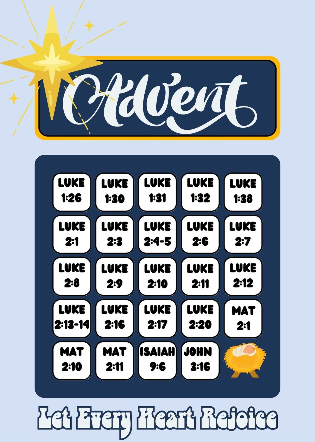Printable Advent Calendar-scripture Christmas Countdown - Etsy