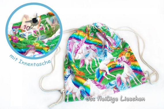 Einhorn Luna Sportbeutel – Turnbeutel Mit Einhorn-Figur, Regenbogen-Design (35x44 Cm)