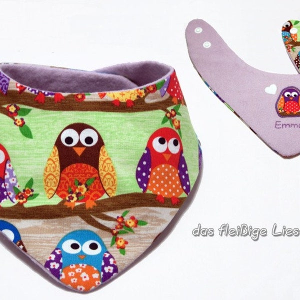 Neck scarf owls reversible cloth size adjustable