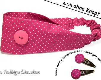 süßes Haarband pink mit Pünktchen Knopf Haarband