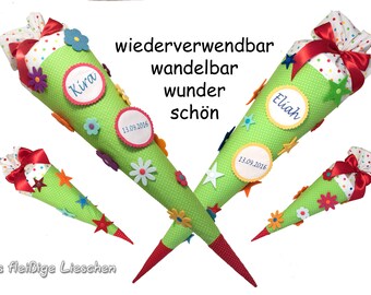 Mochila escolar con nombre Flowers Stars intercambiable