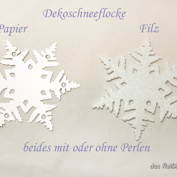 Winterdeko Schneeflocke Eiskristall Filz oder Papier