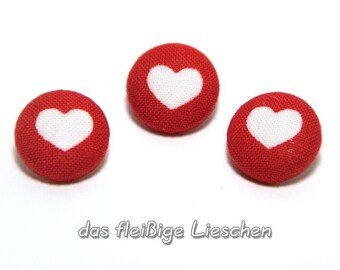 Fabric Button Heart Size S 15 mm Buttons Heart Button