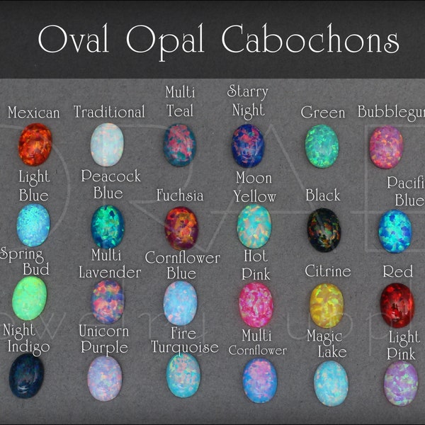 Oval Opal Cabochons - lab created opal, oval opal cabs, synthetic oval opal cabochons, loose opal cabs, cabochon supplies, 8x6mm, 10x8mm