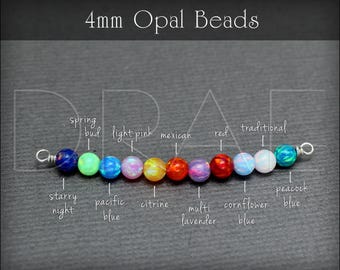 4mm Opal Beads - lab created opal, synthetic opal bead, loose opal beads, fully drilled opal bead, October birthstone, loose opals, 1-piece