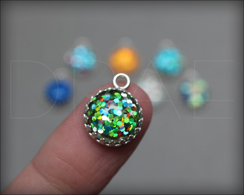 12mm Glitter Drops Sterling Silver Glitter Drop Gallery Drop Etsy
