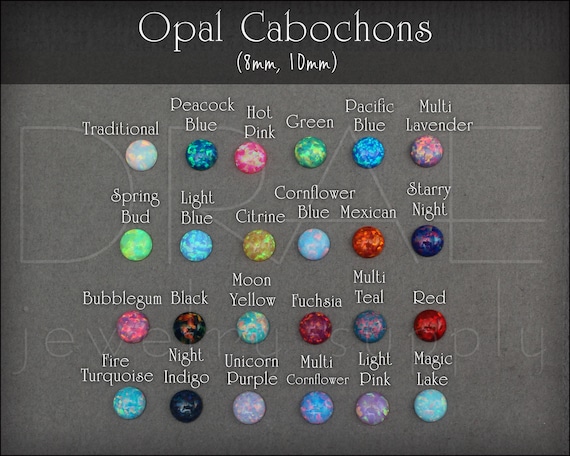 Round Lab Created Opal Cabochons - Synthetic Opal, Jewelry Making (8-10mm)