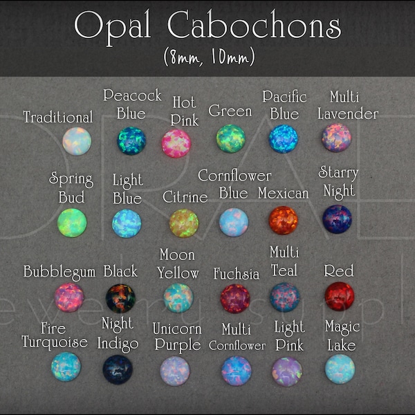 Round Lab Created Opal Cabochons - Synthetic Opal, Jewelry Making (8-10mm)
