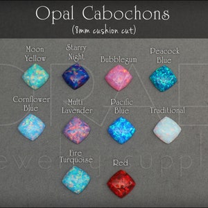 Cushion Cut Opal Cabochon - 8mm, lab created opal, round opal cabs, synthetic opal cabochons, loose opal cabs, man made opal cabochon