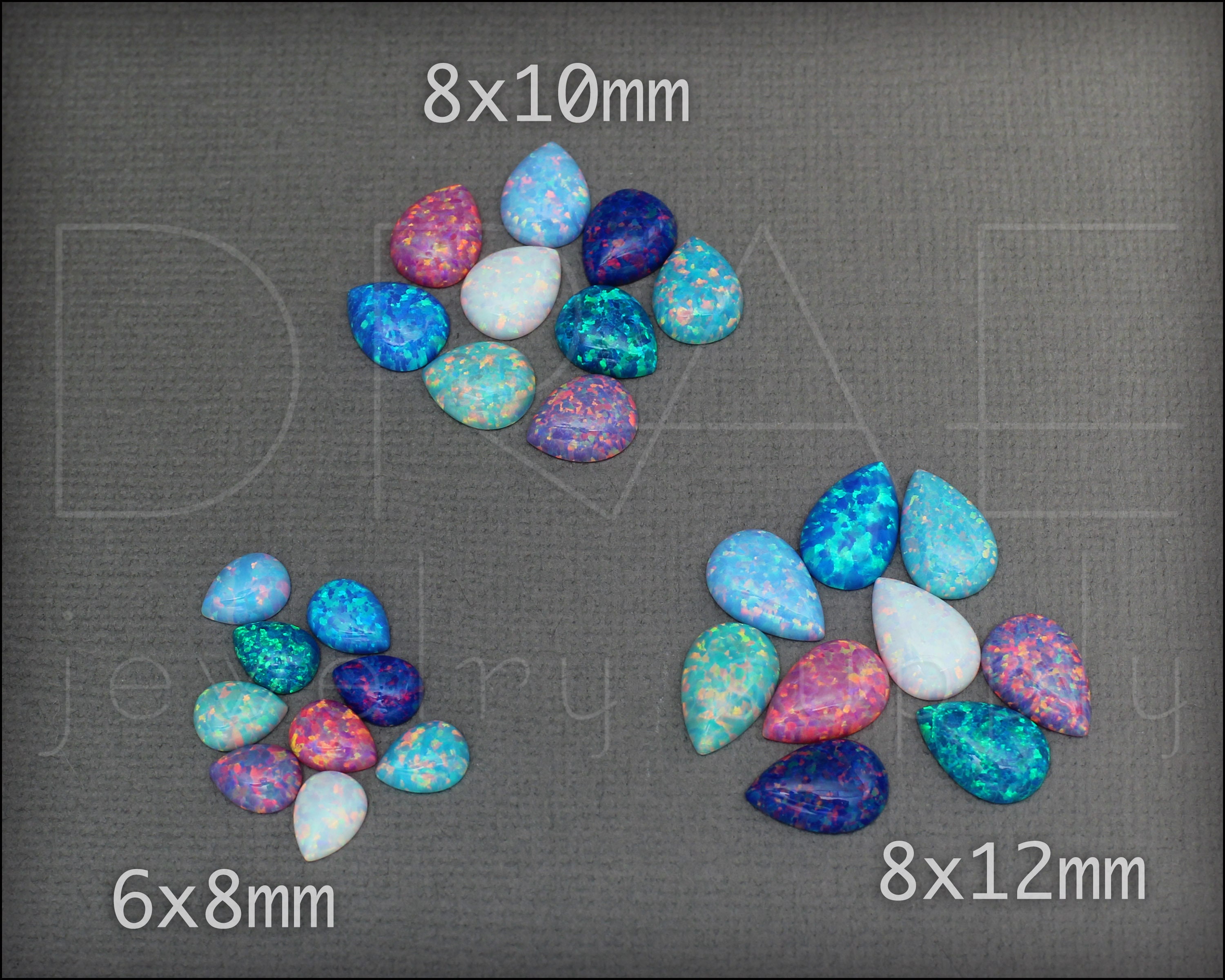 Opal Teardrop Cabochon - lab created opal pear shape opal cabochons s…