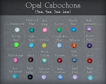 Round Opal Cabochons - 3-6mm, lab created opal, round opal cabs, synthetic opal cabochons, loose opal cabs, cabochon, 3mm, 4mm, 5mm, 6mm