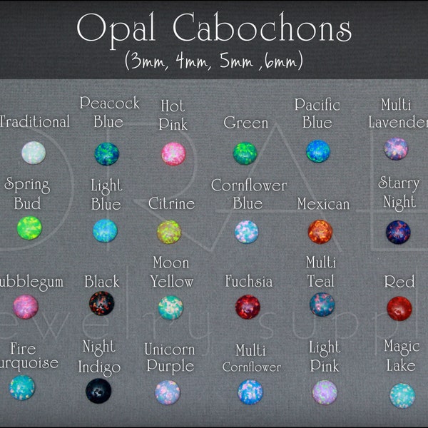 Runde Opal-Cabochons – 3–6 mm, im Labor hergestellter Opal, runde Opal-Cabochons, synthetische Opal-Cabochons, lose Opal-Cabochons, Cabochon, 3 mm, 4 mm, 5 mm, 6 mm