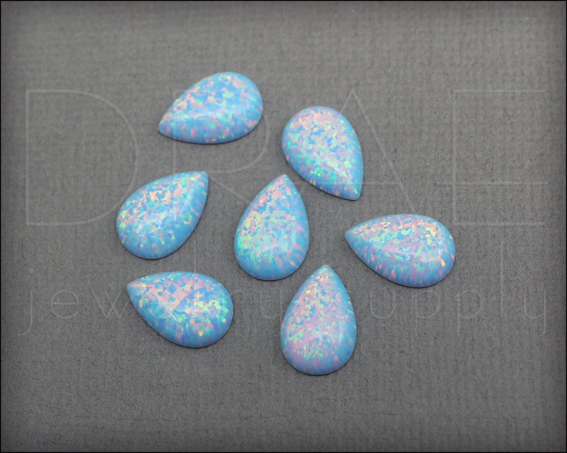 Cornflower Blue Opal Teardrop Cabochon laboratoire créé Etsy