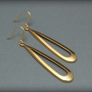 Gold Open Teardrop Earrings - long gold teardrop earrings gold plated earrings open teardrops fashion jewelry earrings long teardrops