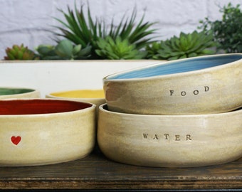 Choose Your Color Pet Bowls | Handmade Food Bowl, Ceramic Dog Bowl, Custom Cat Bowl