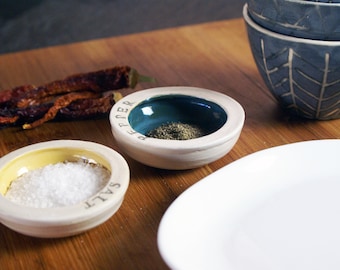 Salt and Pepper Individual Dish | Handmade Ceramic Open Spice Shaker