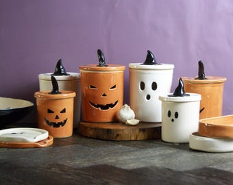 Handmade Halloween Ceramics | Ghost & Pumpkin Kitchen Collection