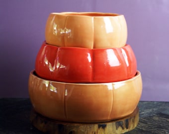 Handmade Ceramic Pumpkin Bowls | Fall & Thanksgiving Pottery