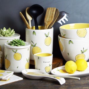 Lemon Collection | Handmade, Lemon Themed Ceramic Kitchen Decor, Storage, and Serving Dishes