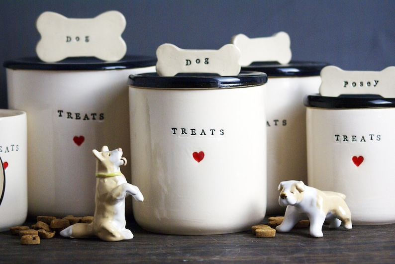 Personalized Ceramic Pet Treats Containers Handmade, Custom Dog and Cat Treats Jars image 7