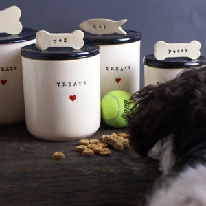 Personalized Ceramic Pet Treats Containers | Handmade, Custom Dog and Cat Treats Jars