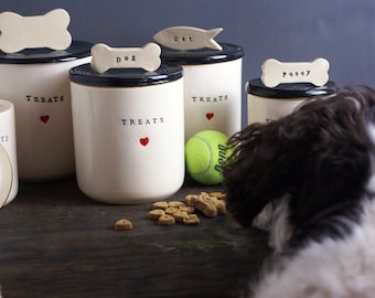 Personalized Ceramic Pet Treats Containers | Handmade, Custom Dog and Cat Treats Jars