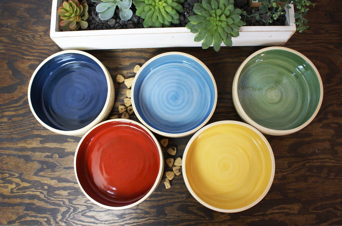 Choose Your Color Pet Bowls Handmade Food Bowl Ceramic Dog | Etsy