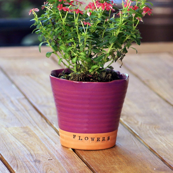 Personalized Terra Cotta Pots | Stamped Herbs Handmade Ceramic Planters