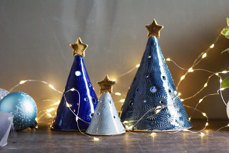 Ceramic Christmas Tree Tea Light Cover Handmade Holiday Etsy