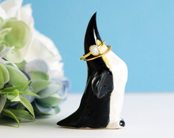 Ceramic Penguin Ring Holder | Handmade Ceramic Figurine