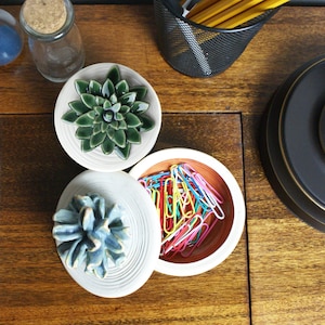 Custom Ceramic Bowls with Cactus Lids Handmade Sugar Bowls, Trinket Boxes, and Jewelry Boxes Style 12: Valery