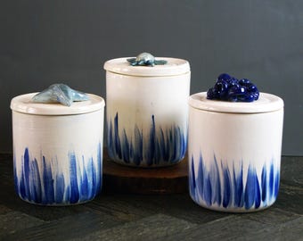 Nautical Ceramic Storage Jars | Handmade Sea-themed Animal Containers