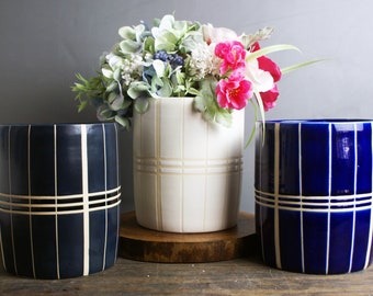 The Stripe Collection Ceramic Vase | Handmade, Striped Utensils Holder