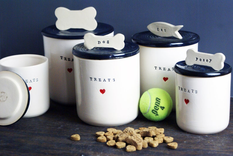 Personalized Ceramic Pet Treats Containers Handmade, Custom Dog and Cat Treats Jars image 4