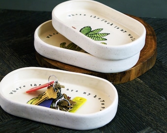 Ceramic Fucking Trinket Trays | Handmade Pottery Decorative Storage for Keys, Glasses, Wallet, and More