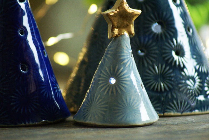 Ceramic Christmas Tree Tea Light Cover Handmade Holiday Etsy
