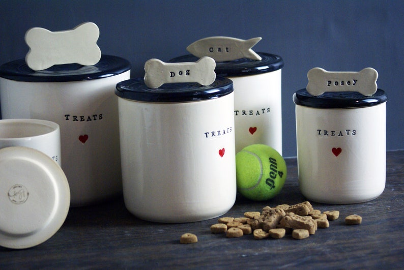 Personalized Ceramic Pet Treats Containers Handmade, Custom Dog and Cat Treats Jars image 8