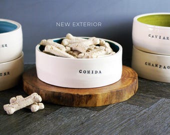 Handmade Ceramic Dog Bowl: Custom Color Dog or Cat Pet Food & Water Bowl