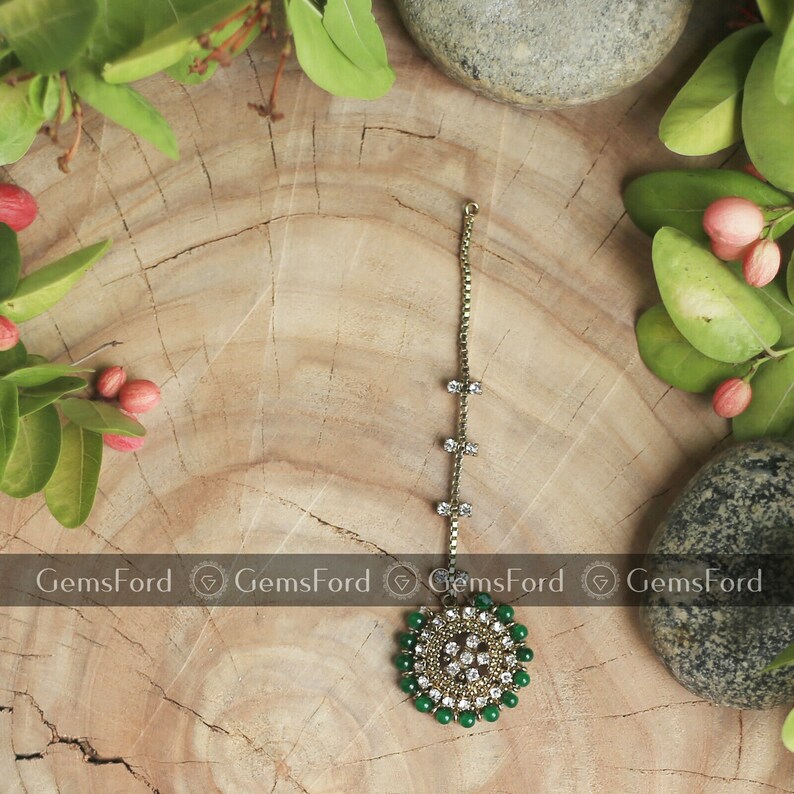 Pakistani Jewellery Antique Design Tikka Jhumar Hair Chain Bridal fashion Indain Jewellery