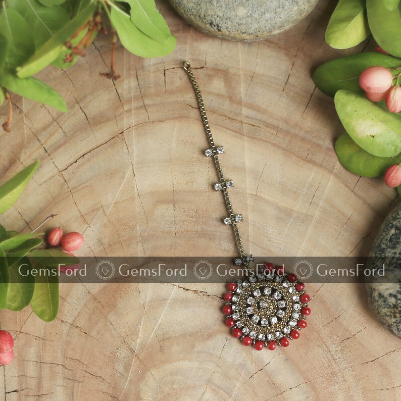 Pakistani Jewellery Antique Design Tikka Jhumar Hair Chain Bridal fashion Indain Jewellery