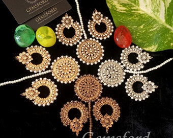 Trinity new design earrings tikka set, Antique earrings with tikka, Indian  earring tikka set, Pakistani jewellery, Bridal Earrings tikka set