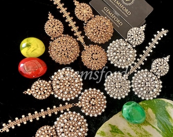 Galleria Design Earrings Tikka Set, New design earring with tikka, Indian jewellery, Pakistani Jewelry, Antique Jewelry, Bridal Jewellery