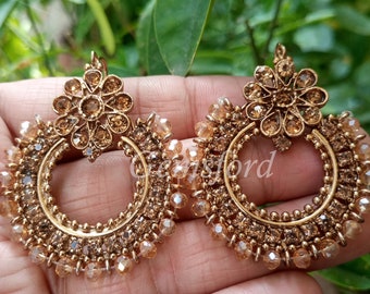 Antique pakistani indian style earrings, Afghani earrings, antique bridal jewellery, earrings, jhumkay, brass earrings, antique jewellery