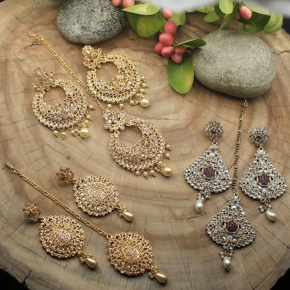 Buy Gold and Silver Plated Jewellery Earring Tikka Set Real Zarcon