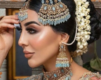 Bridal Jewellery Choker Earrings Tikka Jhummar Set, Indian Jewellery, Pakistani Jewellery, Bridal Jewellery, Kundan Jewellery, Bridal Choker