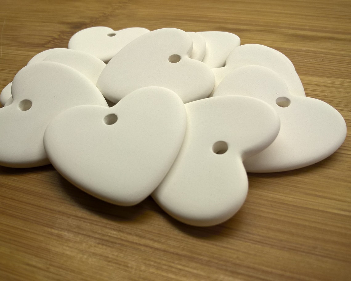 40 Ceramic Hearts 4cm X 3.5cm. for Painting/decoupage/etc Etsy