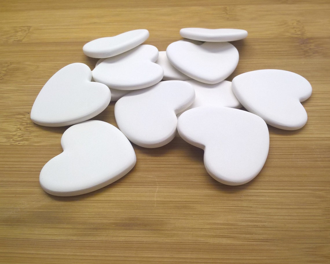12 Ceramic Heart Tiles 4cm X 3.5cm. for Painting/decoupage/etc Etsy