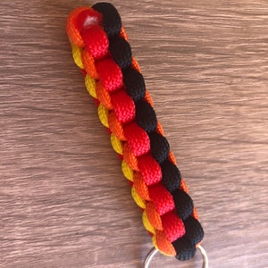 Custom Ducati Style Paracord Keyring - Black Red Orange Yellow